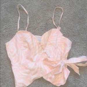 Urban Outfitters Pink Zebra button up crop top